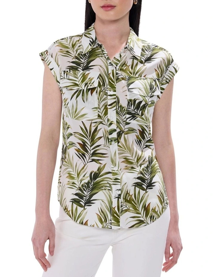 Leaf The City Silk Shirt in Ivory Multi image 1