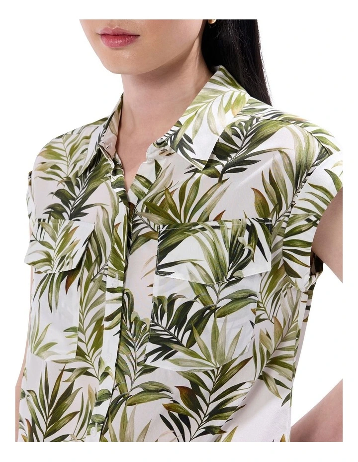 Leaf The City Silk Shirt in Ivory Multi image 3