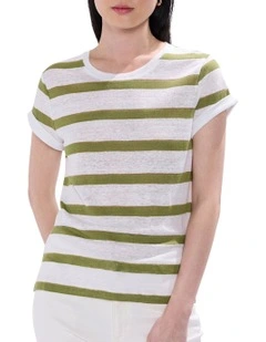 Cecilia Stripe Tee in Green Stripe