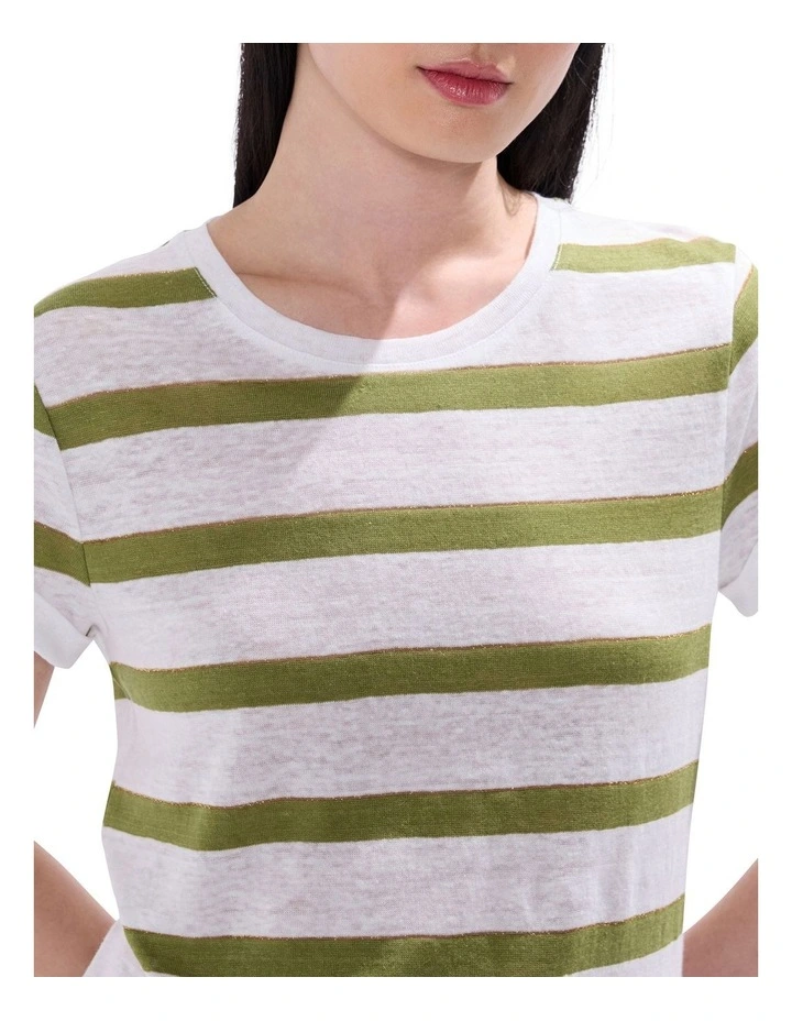 Cecilia Stripe Tee in Green Stripe image 3
