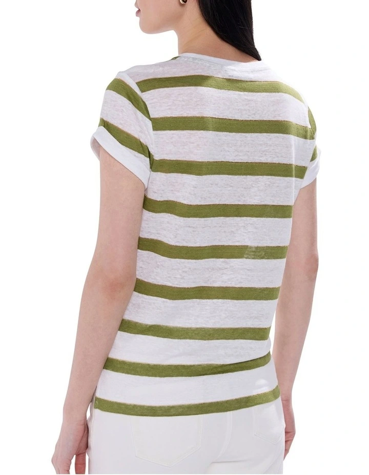Cecilia Stripe Tee in Green Stripe image 4