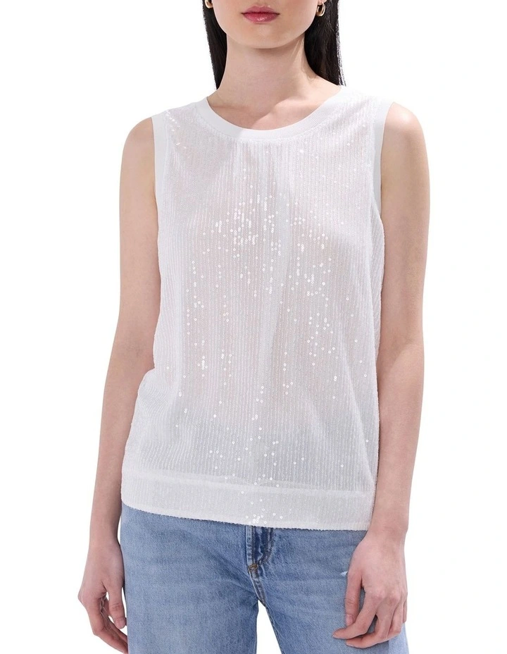 Feel Special Sequin Tank in White image 1