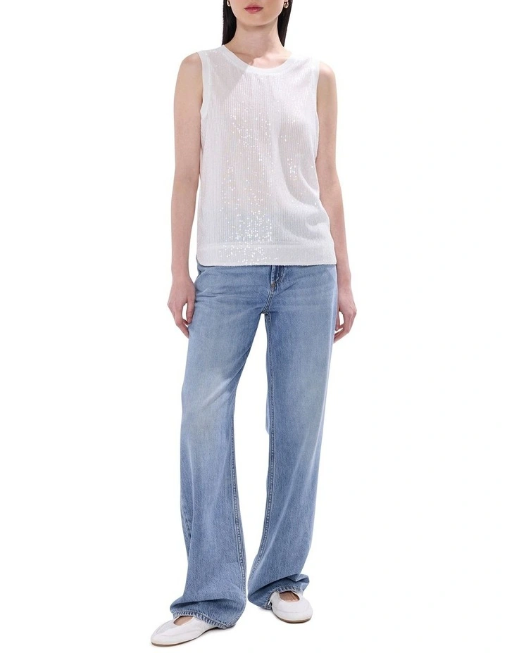Feel Special Sequin Tank in White image 2