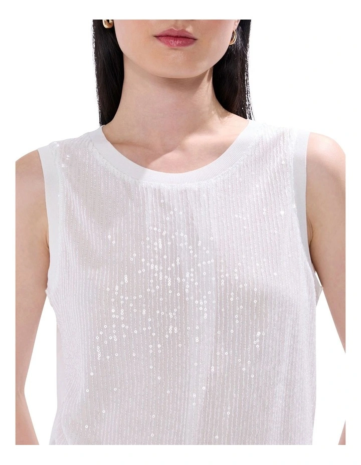 Feel Special Sequin Tank in White image 3
