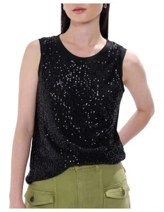 Feel Special Sequin Tank in Black