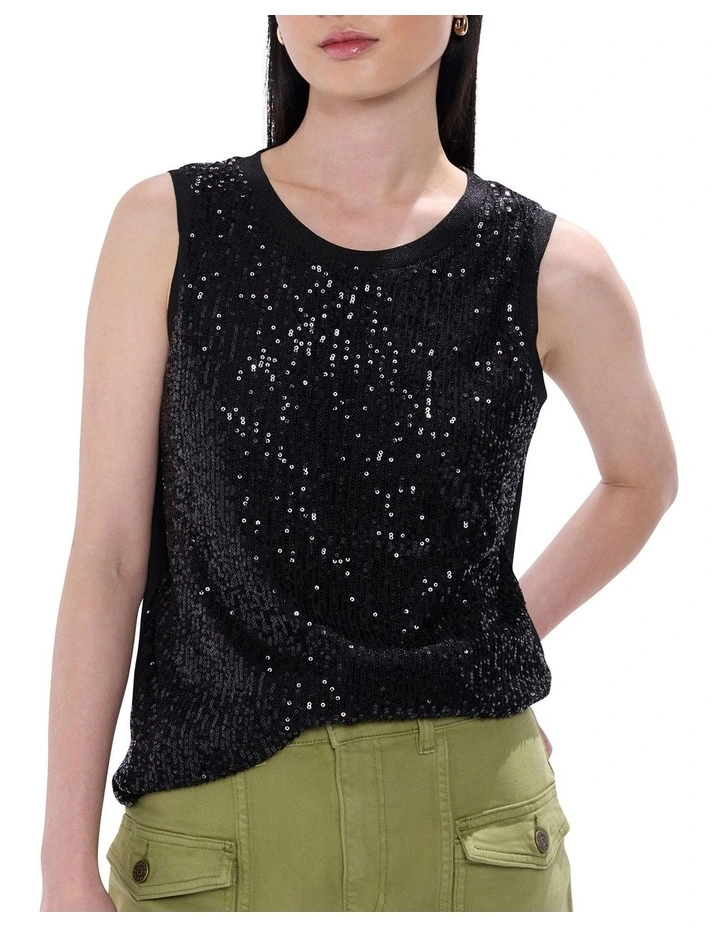 Feel Special Sequin Tank in Black image 1