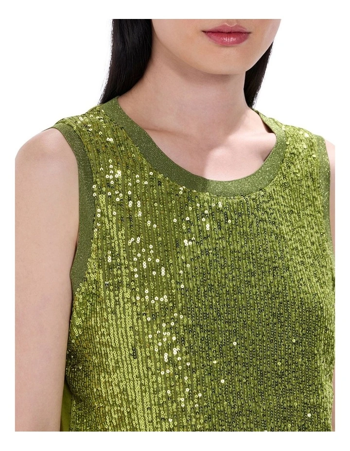 Feel Special Sequin Tank in Olive image 3