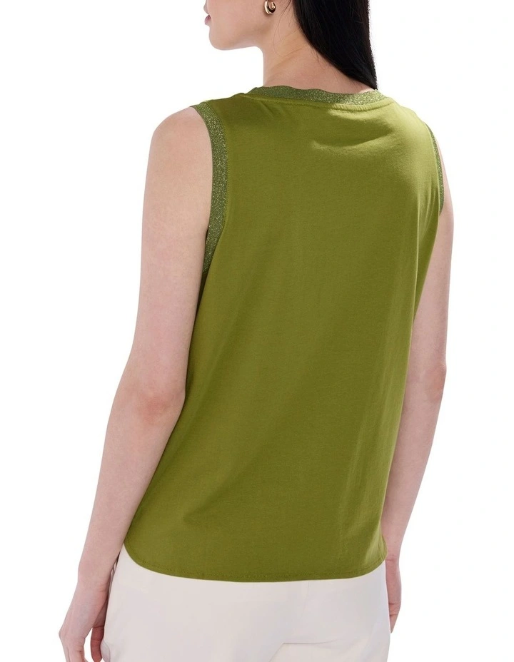 Feel Special Sequin Tank in Olive image 4