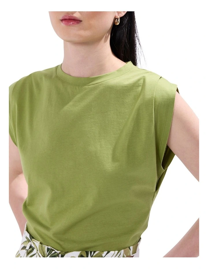 Darcy Mercerised Cotton Tee in Olive image 3