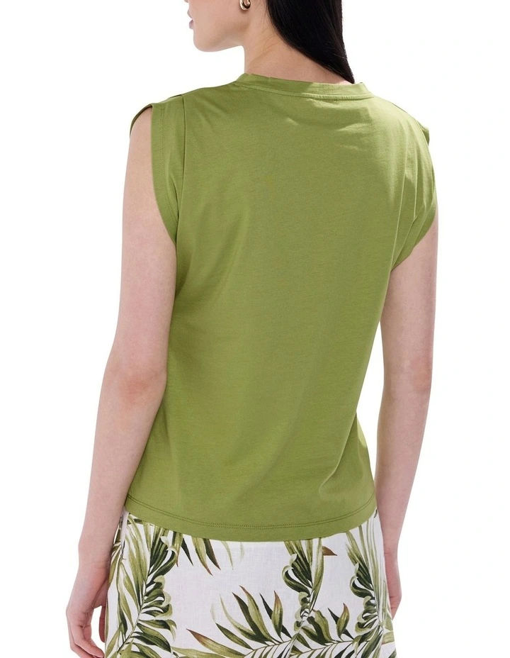 Darcy Mercerised Cotton Tee in Olive image 4