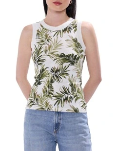 Leaf The City Tank in Ivory Multi