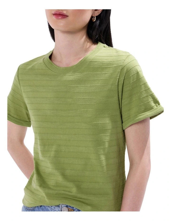 Sana Textured Tee in Olive image 3