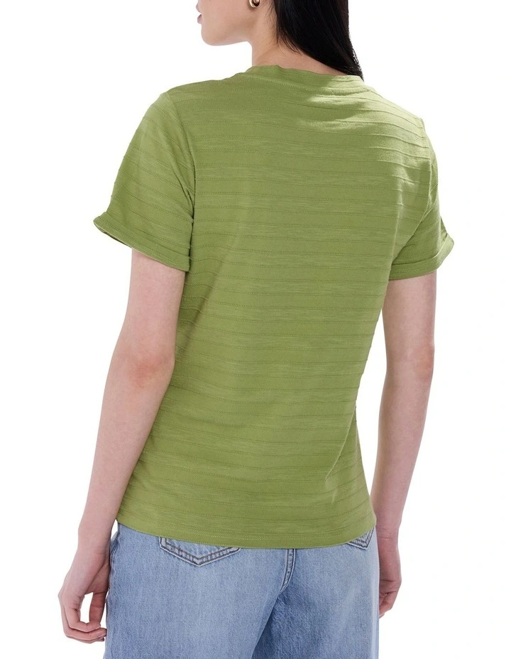 Sana Textured Tee in Olive image 4