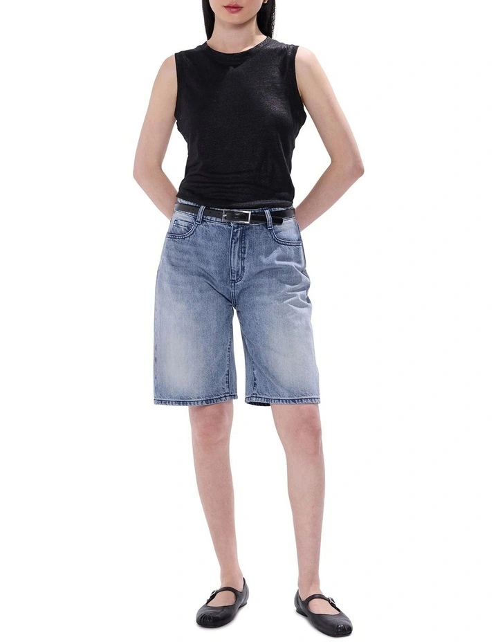 As Love Glows Foil Linen Tank in Black image 2