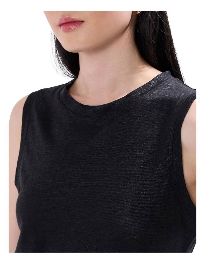 As Love Glows Foil Linen Tank in Black image 3