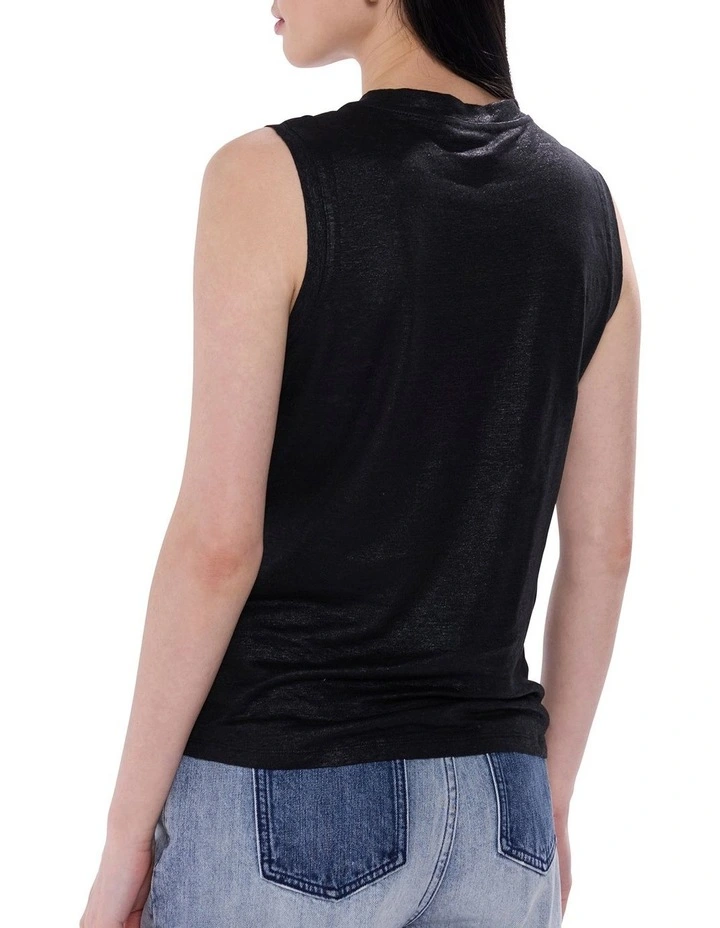 As Love Glows Foil Linen Tank in Black image 4