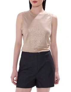 As Love Glows Foil Linen Tank in Gold