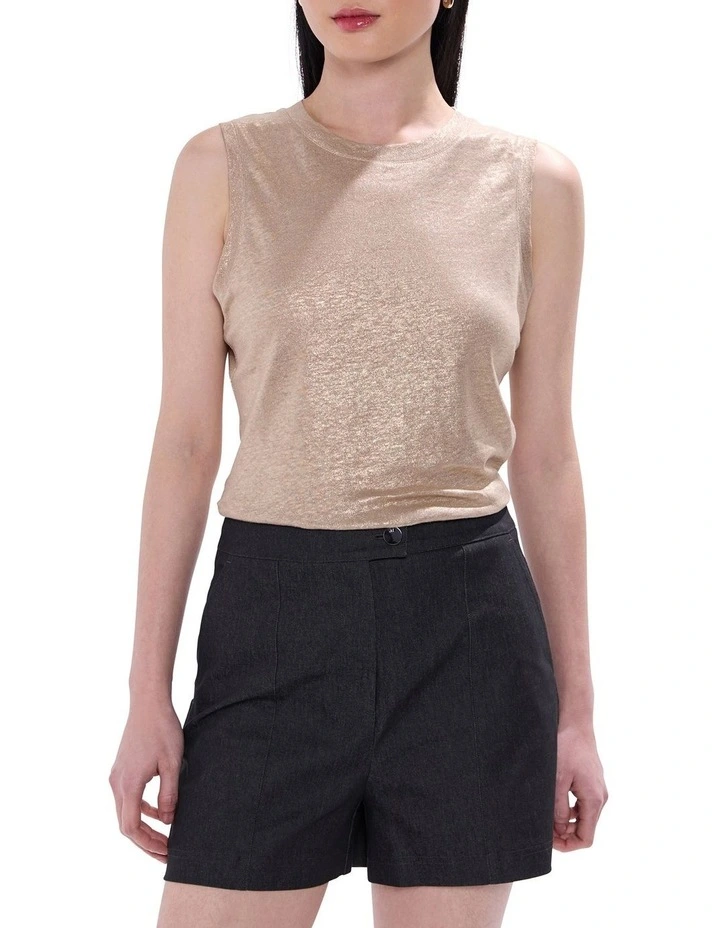 As Love Glows Foil Linen Tank in Gold image 1