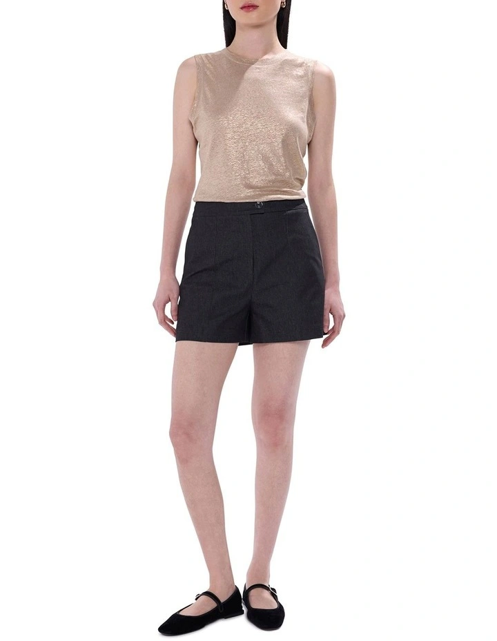 As Love Glows Foil Linen Tank in Gold image 2