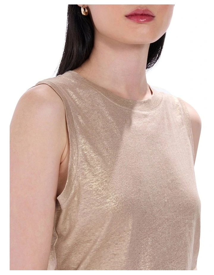 As Love Glows Foil Linen Tank in Gold image 3