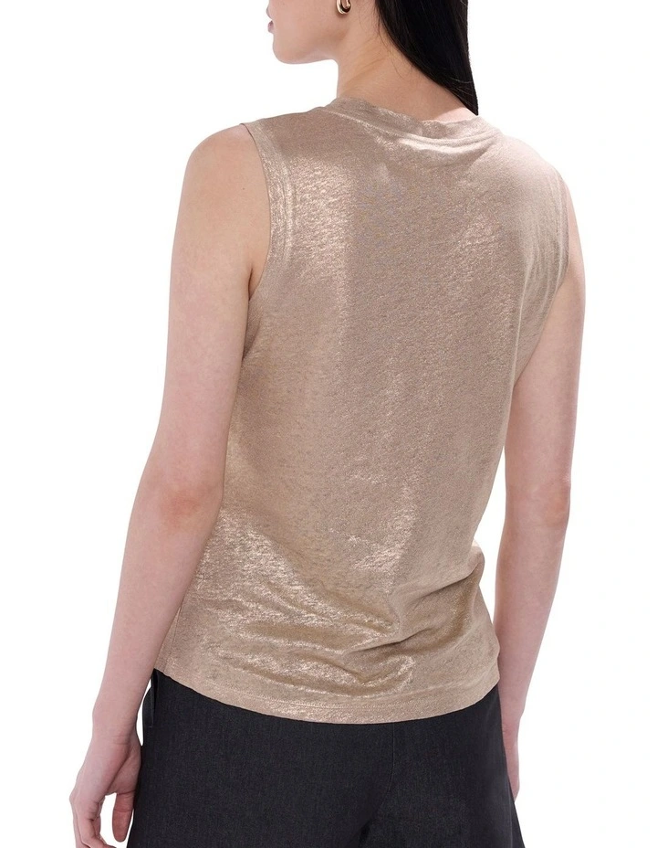 As Love Glows Foil Linen Tank in Gold image 4