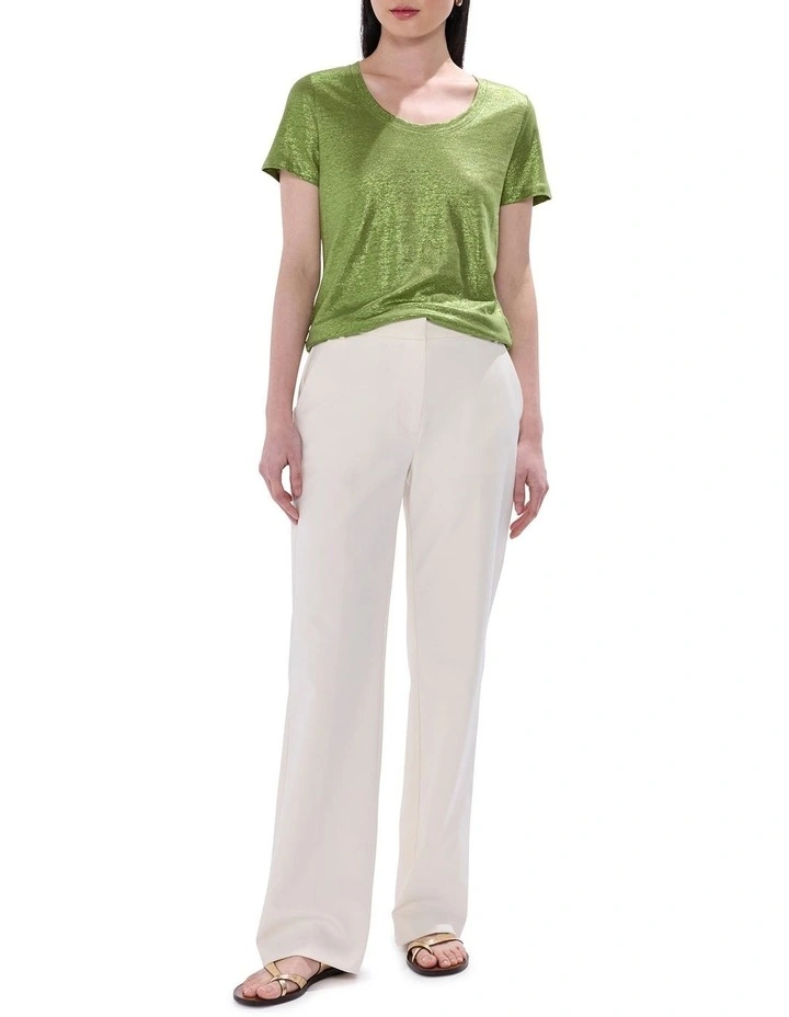 Bejeweled Foil Scoop Neck Tee in Olive image 2