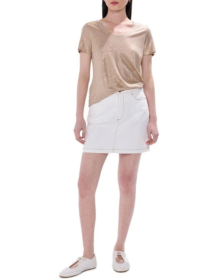 Bejeweled Foil Scoop Neck Tee in Gold image 2