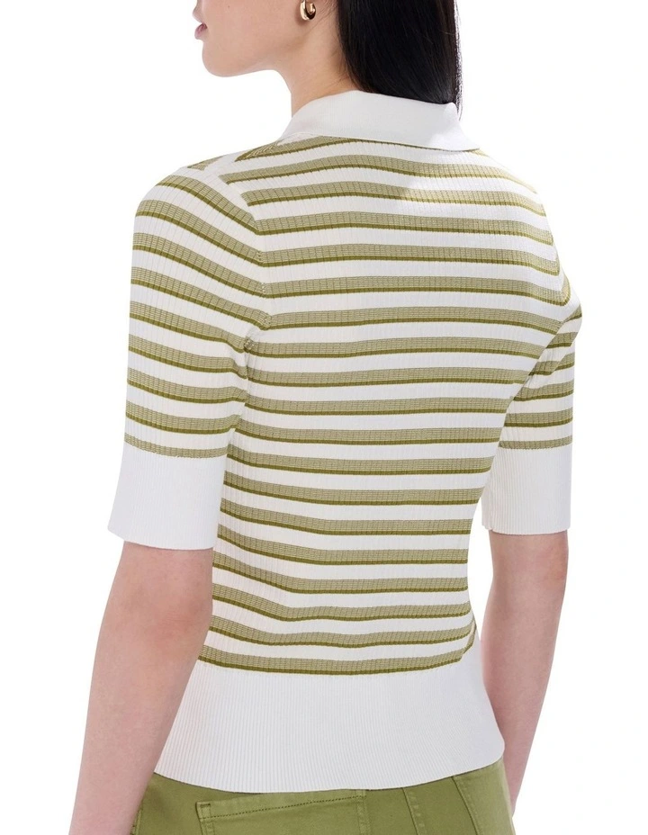 Best Of Both Worlds Knit Polo in Green Stripe image 5