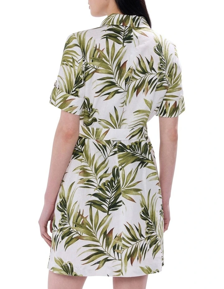 Leaf The City Linen Dress in Ivory Multi image 4