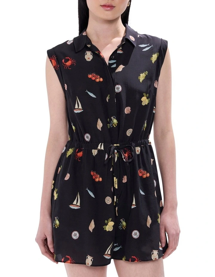 Just Add Water Playsuit in Black Multi image 2