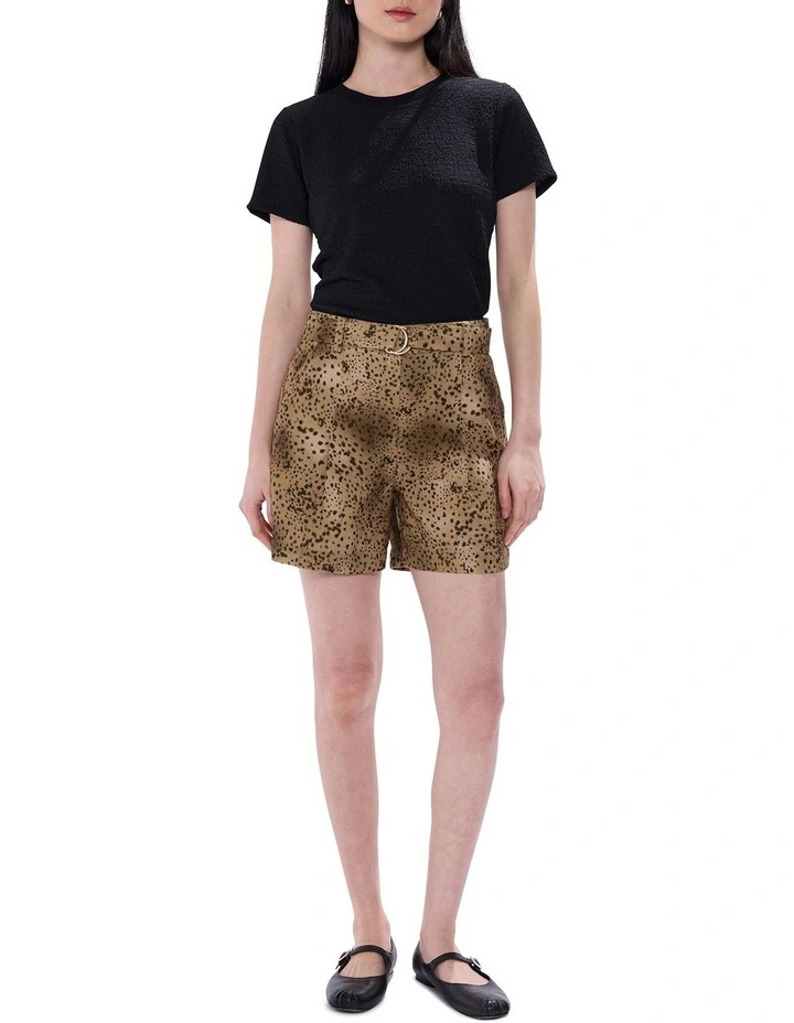 Spot To The Top Linen Shorts in Brown Multi image 1