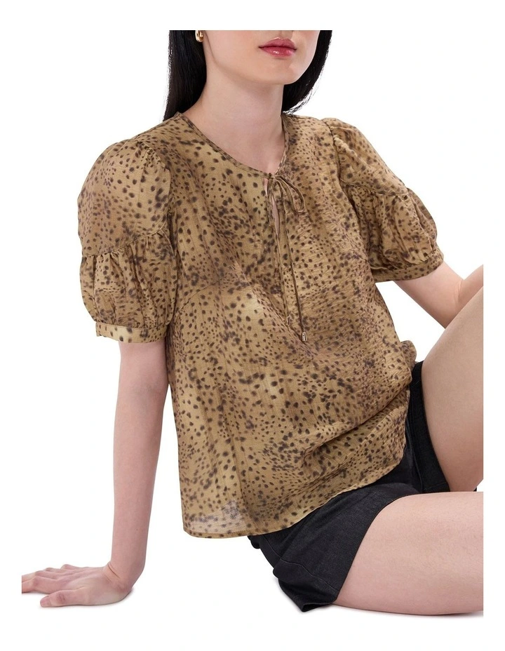 Spot To The Top Blouse in Brown Multi image 3