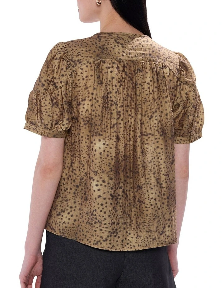 Spot To The Top Blouse in Brown Multi image 4
