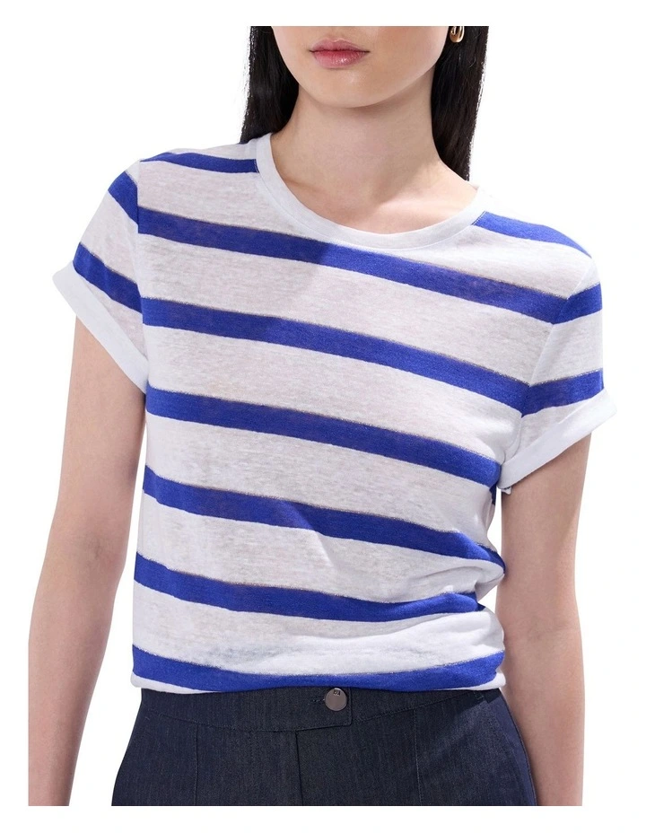 Cecilia Stripe Tee in Blue Stripe image 1