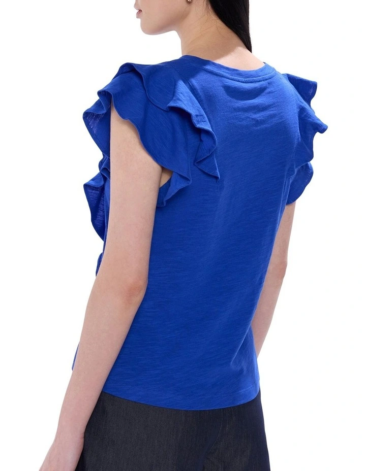 Violet Cotton Ruffle Top in Cobalt Blue image 4