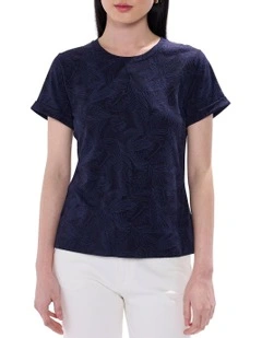 Kelsi Jacquard Tee in Navy