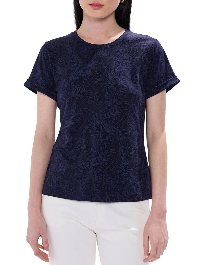 Kelsi Jacquard Tee in Navy image 1
