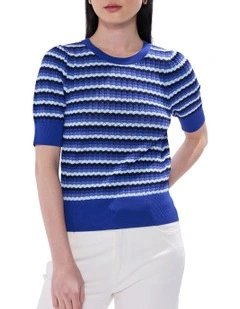 Sharpay Stripe Knit Top in Blue Stripe