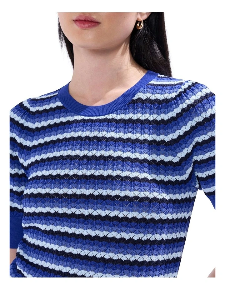 Sharpay Stripe Knit Top in Blue Stripe image 3