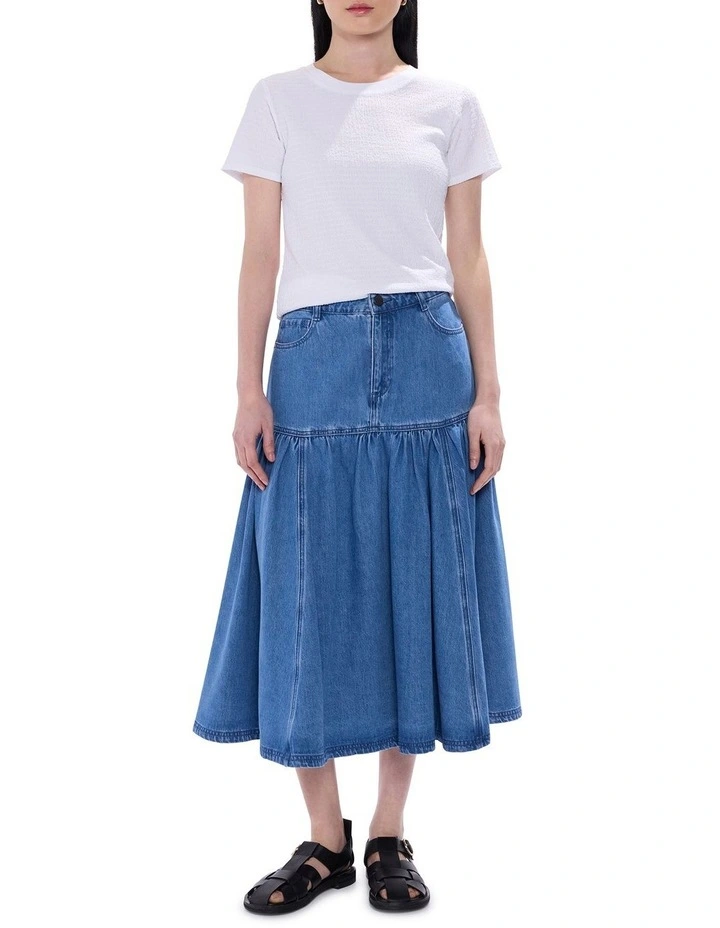 Gabriella Denim Midi Skirt in Messina Blue image 1
