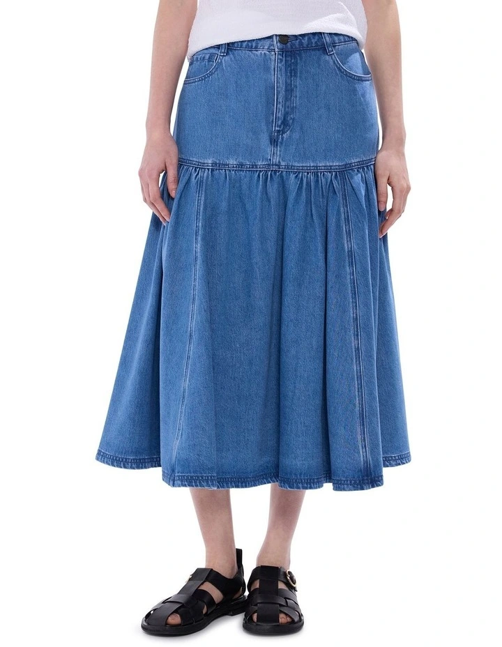 Gabriella Denim Midi Skirt in Messina Blue image 2