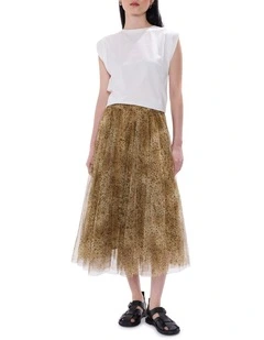 Spot To The Top Tulle Skirt in Brown Multi