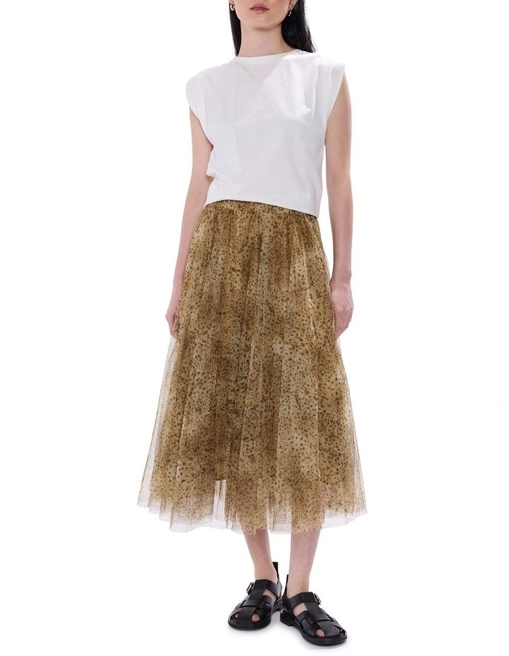 Spot To The Top Tulle Skirt in Brown Multi image 1