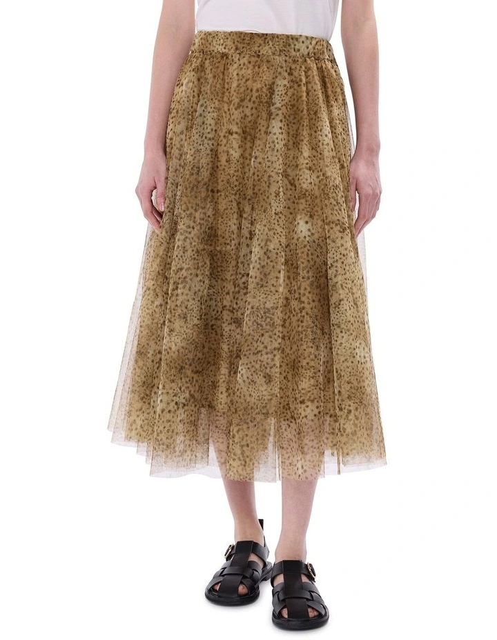 Spot To The Top Tulle Skirt in Brown Multi image 2