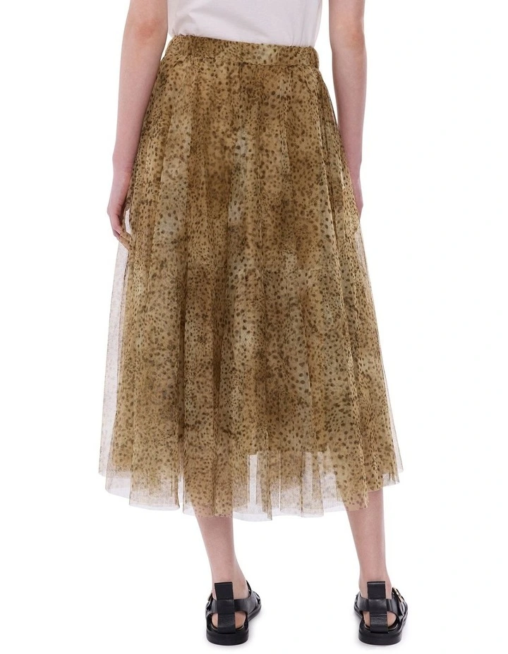 Spot To The Top Tulle Skirt in Brown Multi image 4