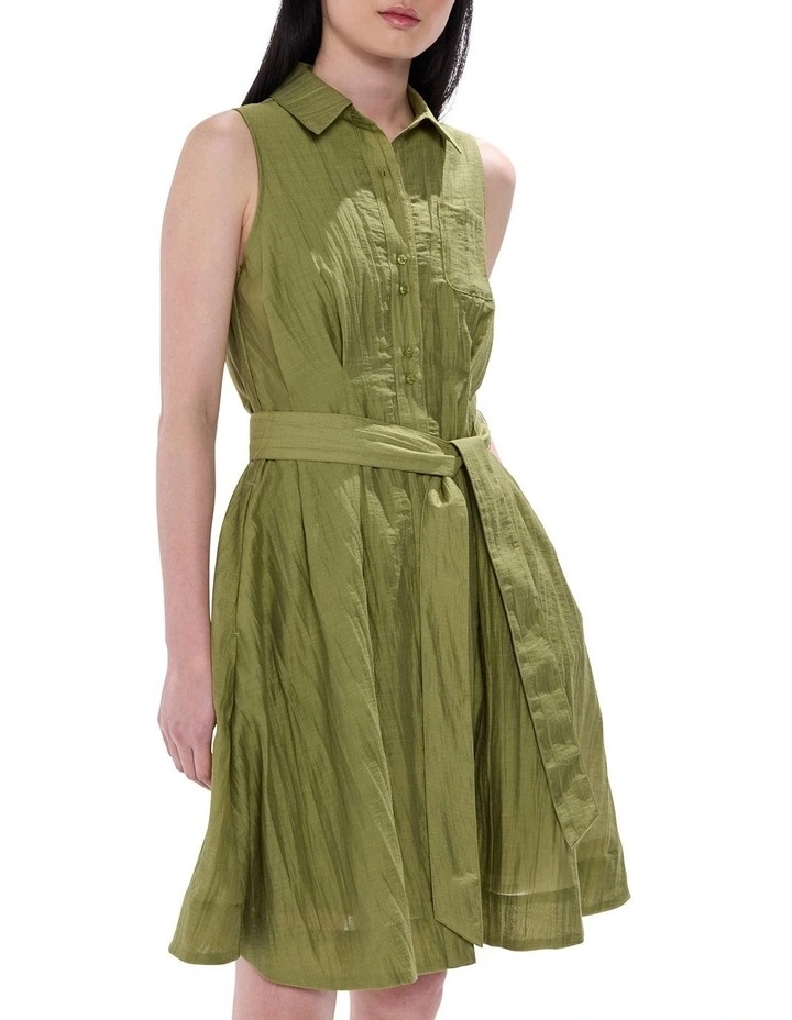Hannah Sleeveless Dress in Olive image 2