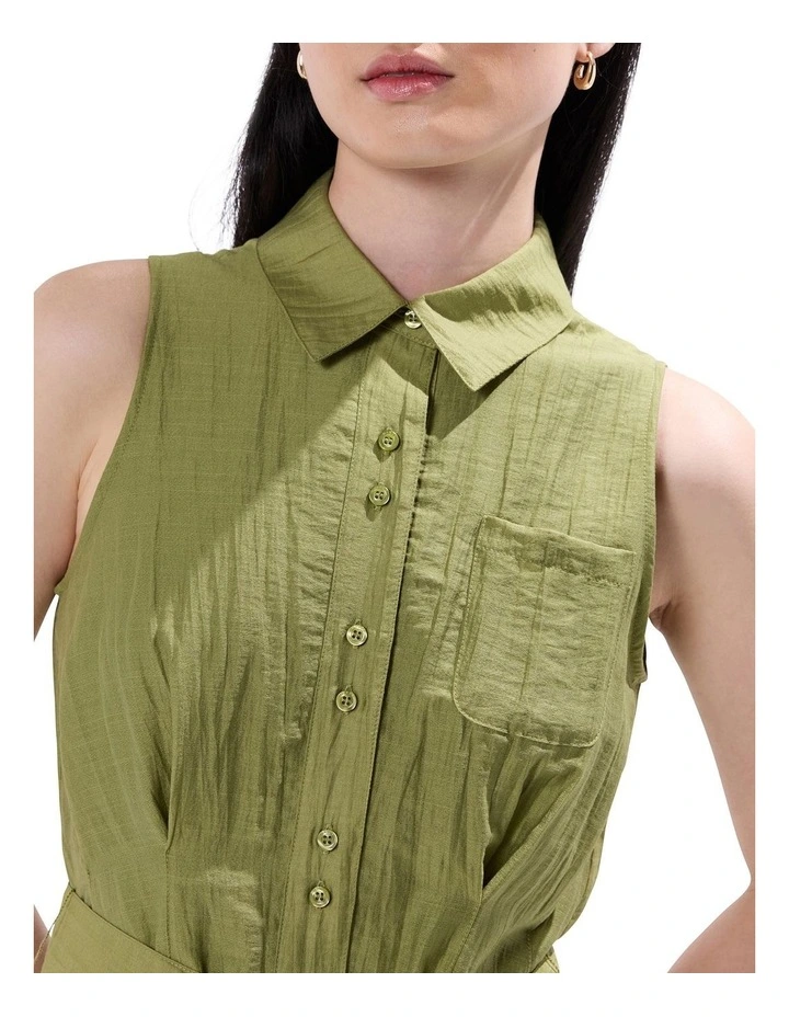 Hannah Sleeveless Dress in Olive image 3
