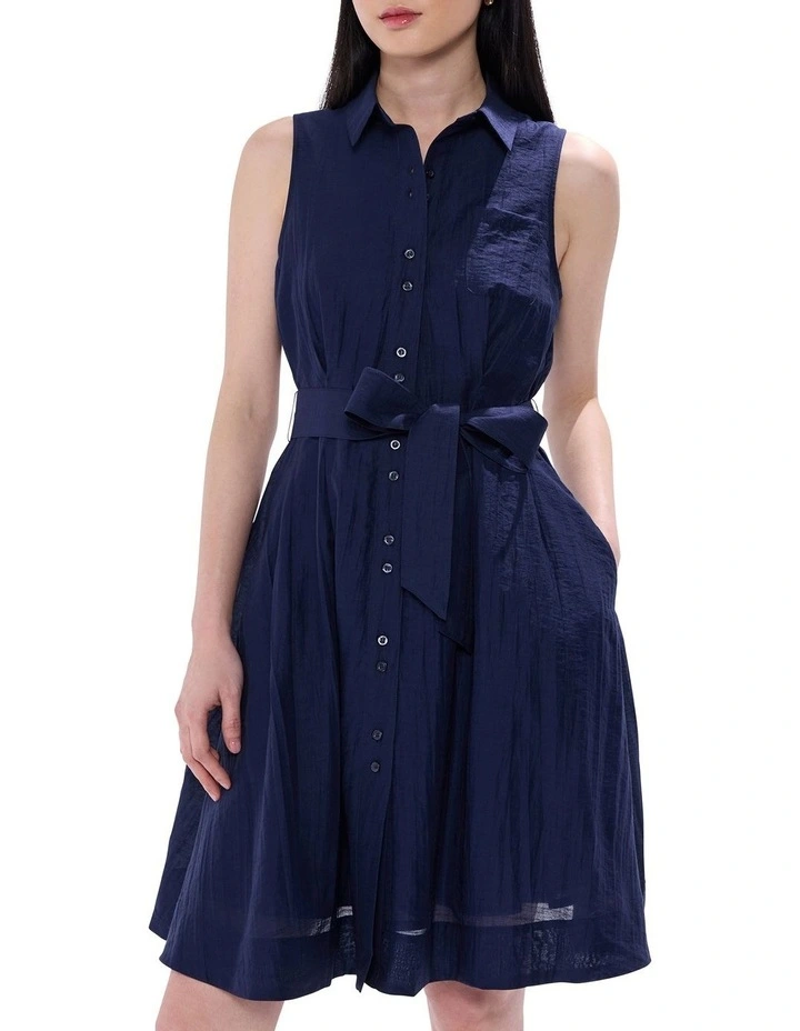 Hannah Sleeveless Dress in Navy image 2