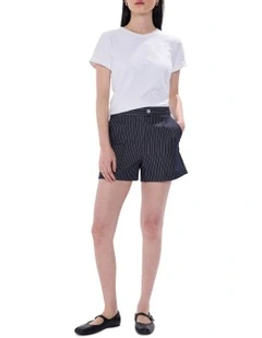 Spencer Smart Denim Shorts in Navy Stripe