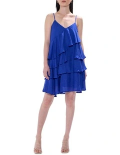 Breaking Free Ruffle Dress in Cobalt Blue